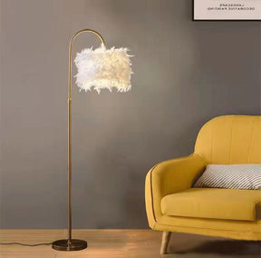 Feathered Gold Curved Floor Lamp - HEAVENC