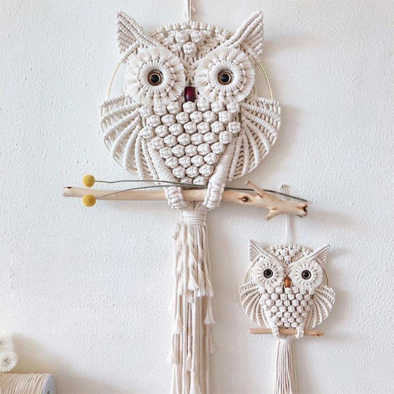 Handmade Owl Macrame Wall Hanging Tapestry - HEAVENC