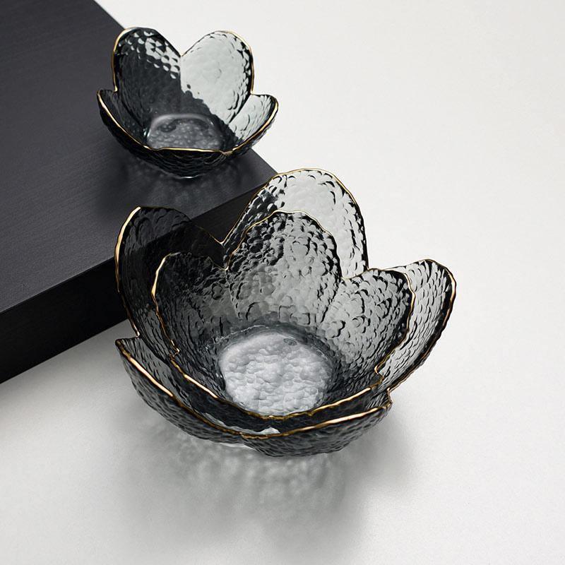 Textured Glass Flower Petal Bowls - HEAVENC