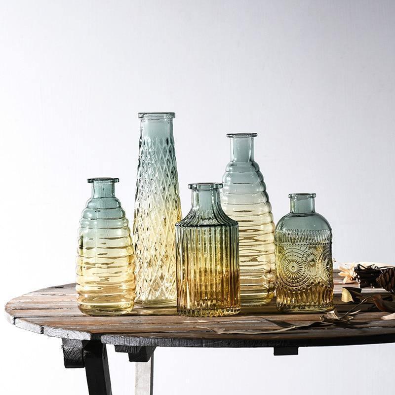 Ombré Glass Bottle Vases - HEAVENC
