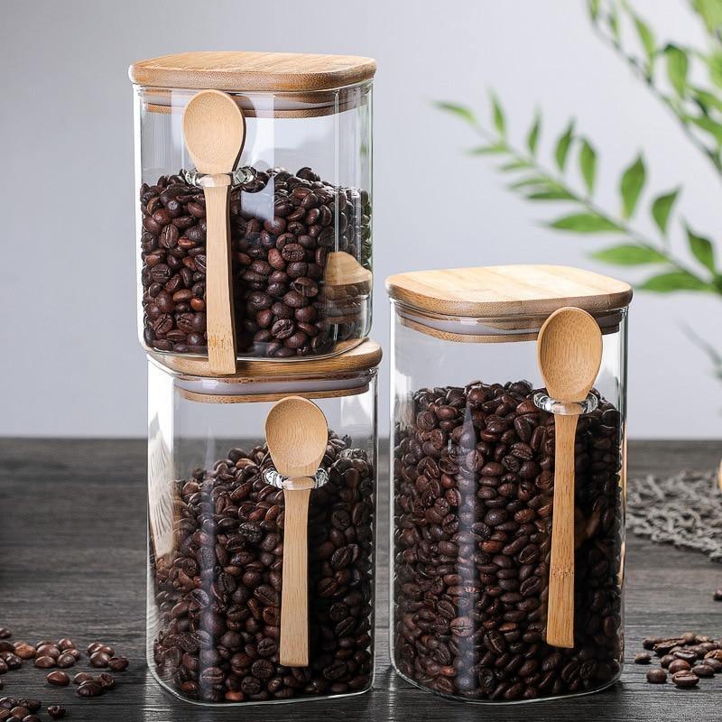 Bamboo & Glass Storage Containers - HEAVENC